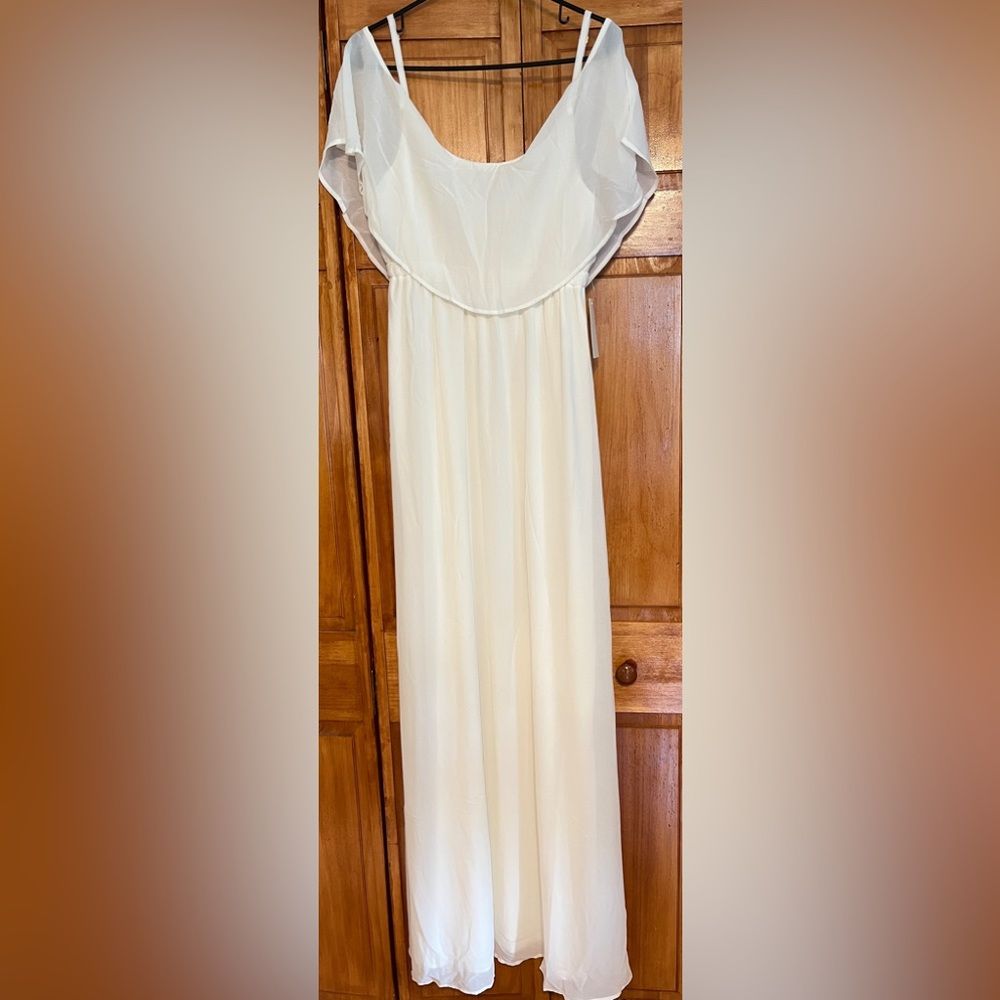 Show Me Your MuMu, Caitlin Ruffle Maxi Dress - Wedding Cake Chiffon